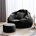 3 Pc Filled Bean Bag Combo with Footrest & Cushion