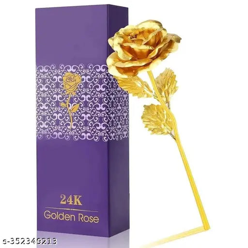 Artificial Golden 24K Gold Plated Rose with Love Stand, Gift Box & Carry Bag