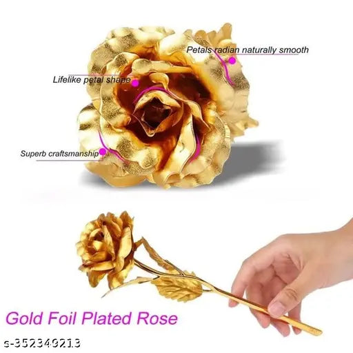Artificial Golden 24K Gold Plated Rose with Love Stand, Gift Box & Carry Bag