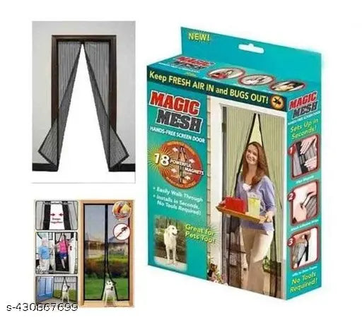 Aarij Mart Polyester Magnetic Mosquito Net Curtain for Doors