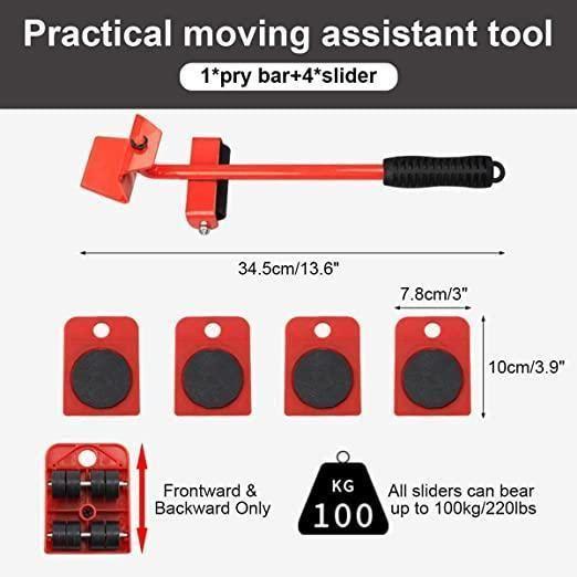 Aarij Mart Heavy Duty Furniture Lifter Mover Tool Set with Wheel Pads