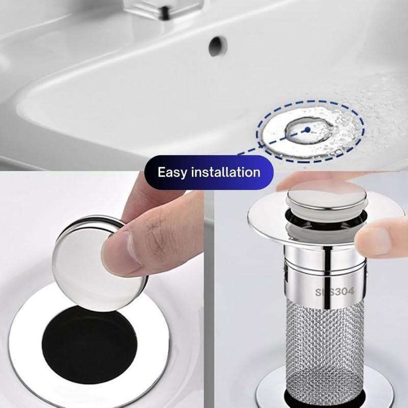 Stainless Steel Sink Hair Filter & Removable Drain Stopper Plug