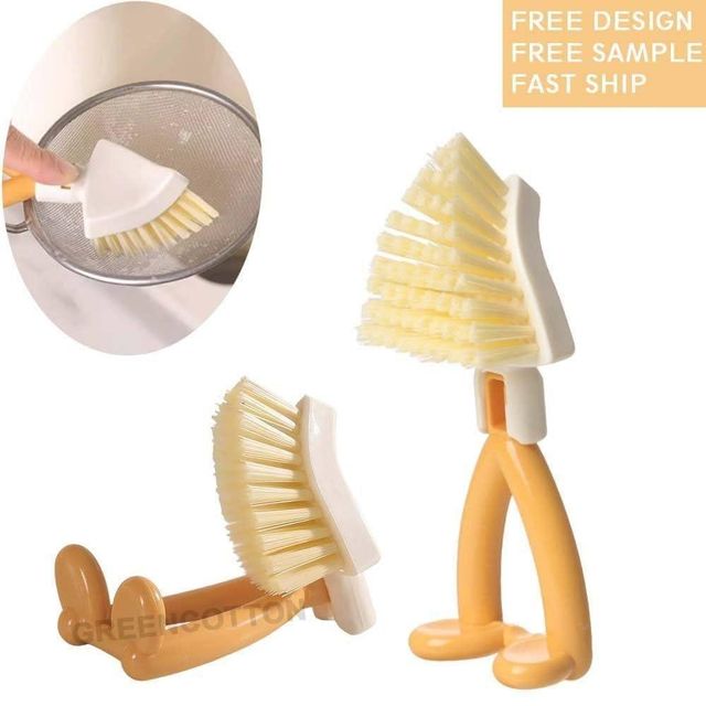 Foldable Triangular Gap Cleaning Brush with Soap Holder, Pack of 2