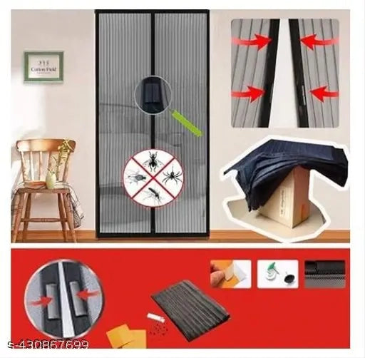 Aarij Mart Polyester Magnetic Mosquito Net Curtain for Doors