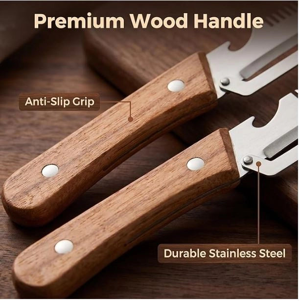 Aarij Mart 3-in-1 Vegetable & Fruit Peeler with Wooden Grip, Pack of 1