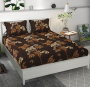 Premium MICROFIBER ELASTIC FITTED DOUBLE BEDSHEET WITH TWO PILLOW COVERS (70X76X6 Inches)