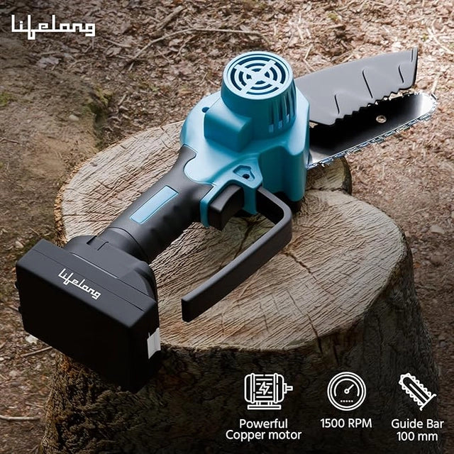 Lifelong 6-Inch Cordless Mini Chainsaw 20V with 2 Batteries