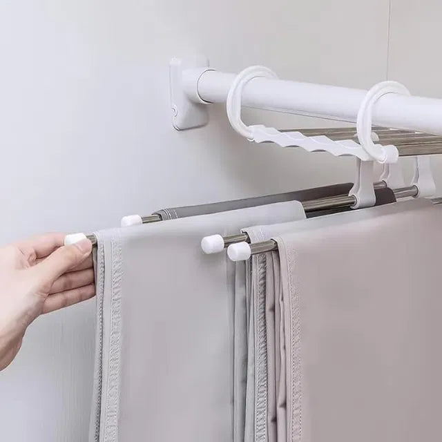 Aarij Mart 5-in-1 Foldable Stainless Steel Clothes Hanger