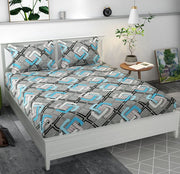 Premium MICROFIBER ELASTIC FITTED DOUBLE BEDSHEET WITH TWO PILLOW COVERS (70X76X6 Inches)