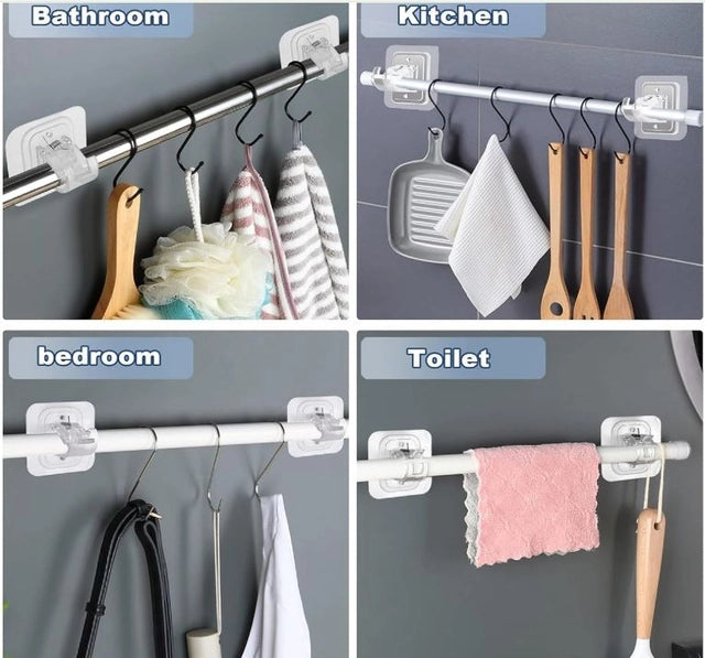 Aarij Mart Self Adhesive Curtain Rod Holders Without Drill, Pack of 4