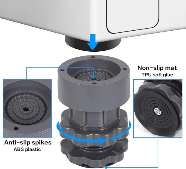 Adjustable Washing Machine Vibration Pads & Refrigerator Stand, 4 Pcs