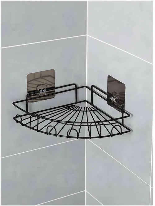 Aarij Mart Adhesive L-Shape Corner Shelf Pack of 2, Black