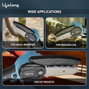 Cordless Mini Chainsaw 6-Inch | 20V Rechargeable Electric Pruning Saw with 2 Batteries, Extra Chain & Carry Case