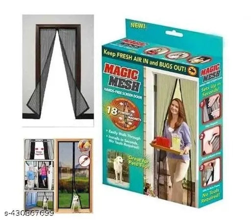 Aarij Mart Polyester Magnetic Mosquito Net Curtain for Doors