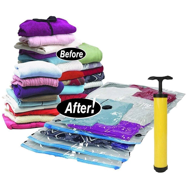 Reusable Ziplock Vacuum Storage Space Saver Plastic Bags