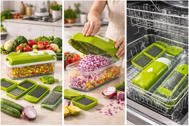 12-in-1 Vegetable & Fruit Chopper with Stainless Steel Blades