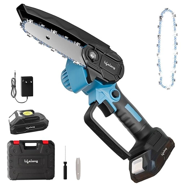 Lifelong 6-Inch Cordless Mini Chainsaw 20V with 2 Batteries