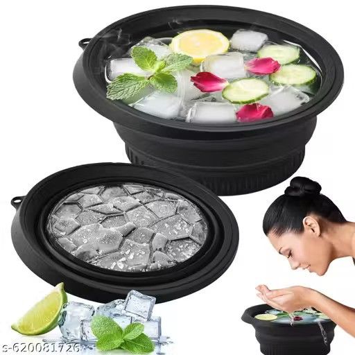 Collapsible Silicone Ice Bowl with Foldable Face Wash Basin & Ice Tray