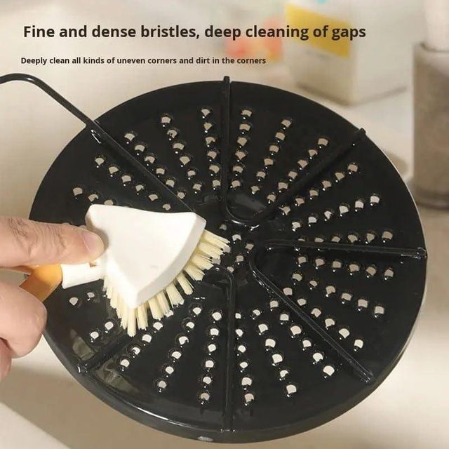 Foldable Triangular Gap Cleaning Brush with Soap Holder, Pack of 2