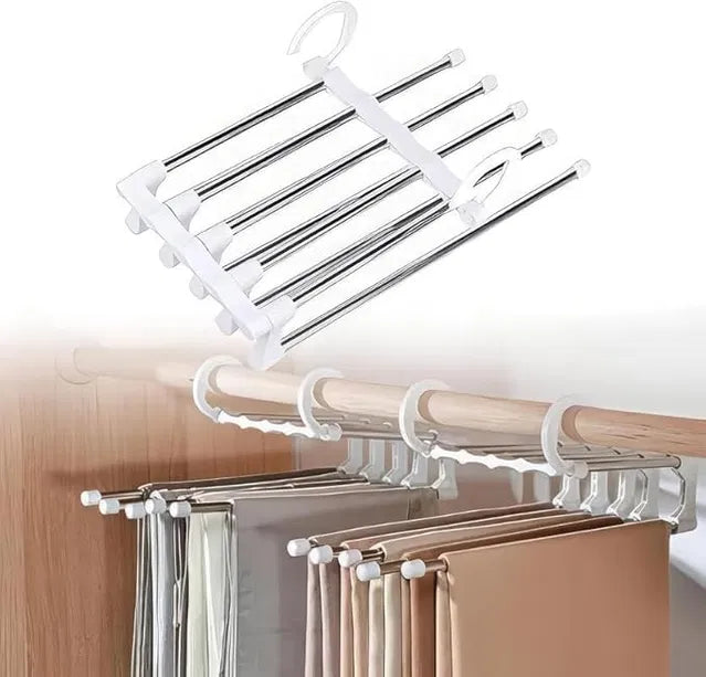 Aarij Mart 5-in-1 Foldable Stainless Steel Clothes Hanger