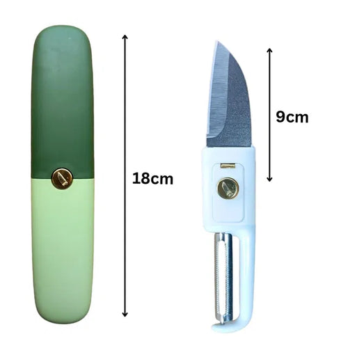 Aarij Mart 2-in-1 Fruit Knife & Peeler with Case, Stainless Steel