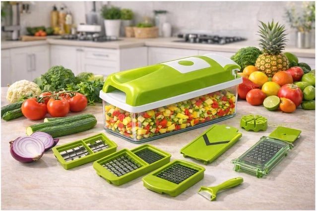 12-in-1 Vegetable & Fruit Chopper with Stainless Steel Blades