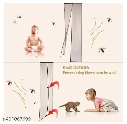 Aarij Mart Polyester Magnetic Mosquito Net Curtain for Doors