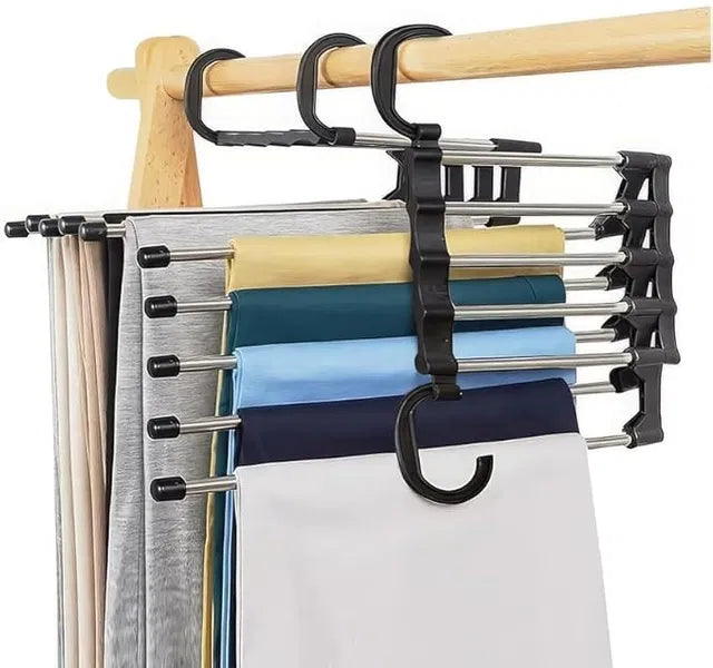 Aarij Mart 5-in-1 Foldable Stainless Steel Clothes Hanger