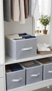 Collapsible Fabric Wardrobe Organizer Storage Boxes, Pack of 3