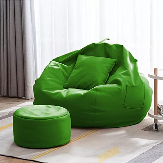 Cozy Rabbit 3-Piece Filled Bean Bag Combo with Footrest & Cushion in Green