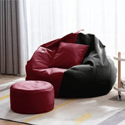 Cozy Rabbit 3-Piece Filled Bean Bag Combo with Footrest & Cushion in Maroon Black