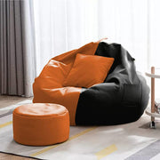 Cozy Rabbit 3-Piece Filled Bean Bag Combo with Footrest & Cushion in Orange & Black