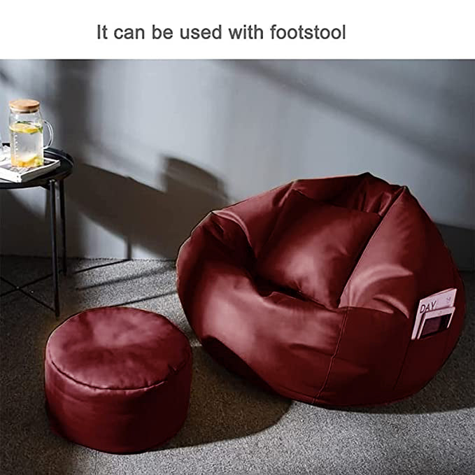 Cozy Rabbit 3-Piece Filled Bean Bag Combo with Footrest & Cushion in Maroon - view 2