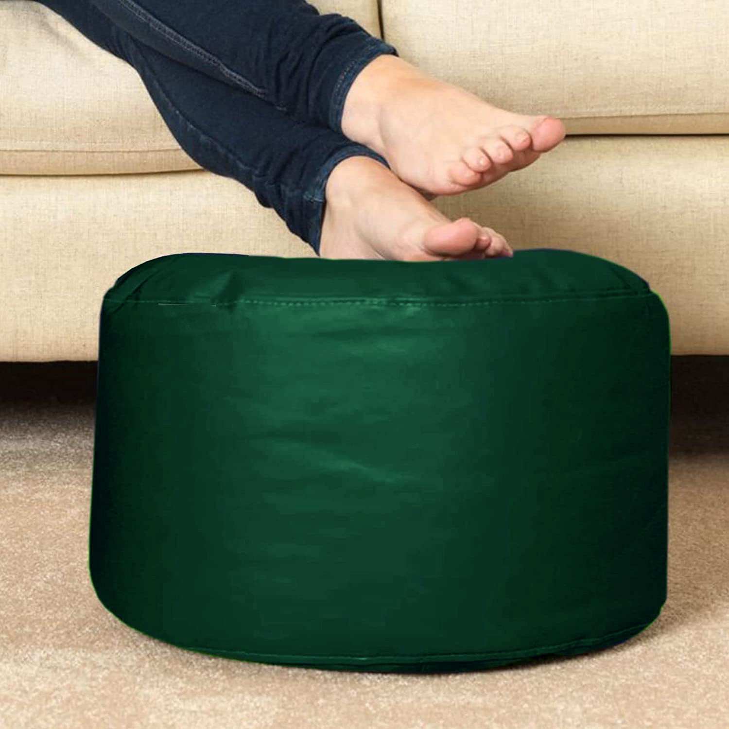 Cozy Rabbit 3-Piece Filled Bean Bag Combo with Footrest & Cushion in Military Green - view 5