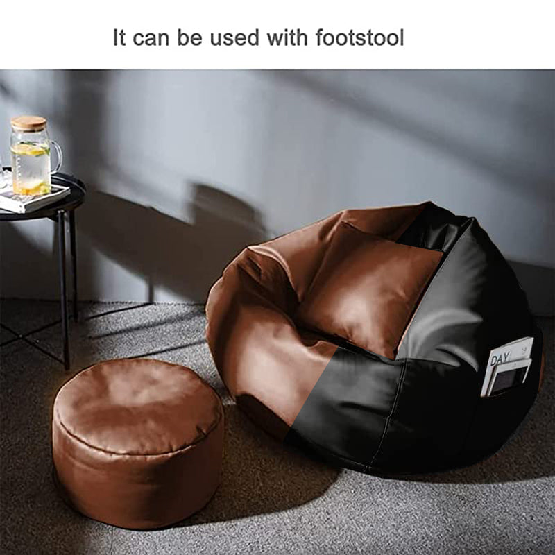 Cozy Rabbit 3-Piece Filled Bean Bag Combo with Footrest & Cushion in Brown Tan - view 2