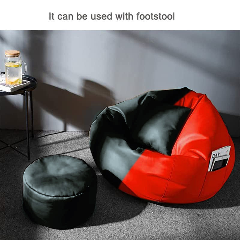 Cozy Rabbit 3-Piece Filled Bean Bag Combo with Footrest & Cushion in Red Black - view 2