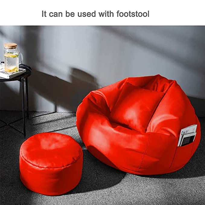 Cozy Rabbit 3-Piece Filled Bean Bag Combo with Footrest & Cushion in Red - view 2